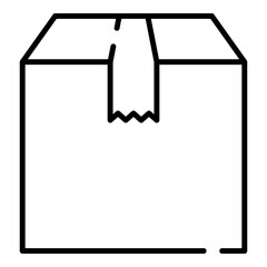 Cardboard box black line icon