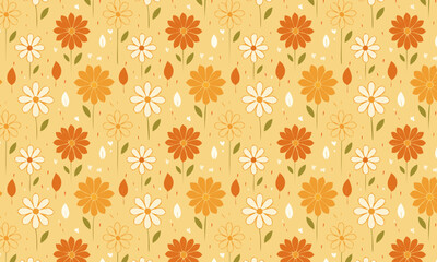Cute Daisy Flower Seamless Pattern for Spring and Summer