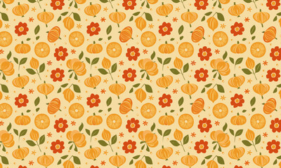 Cute Pumpkin Seamless Pattern for Halloween and Thanksgiving