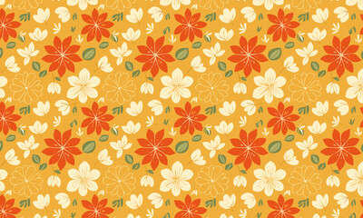 Vintage Autumn and Christmas Floral Seamless Pattern