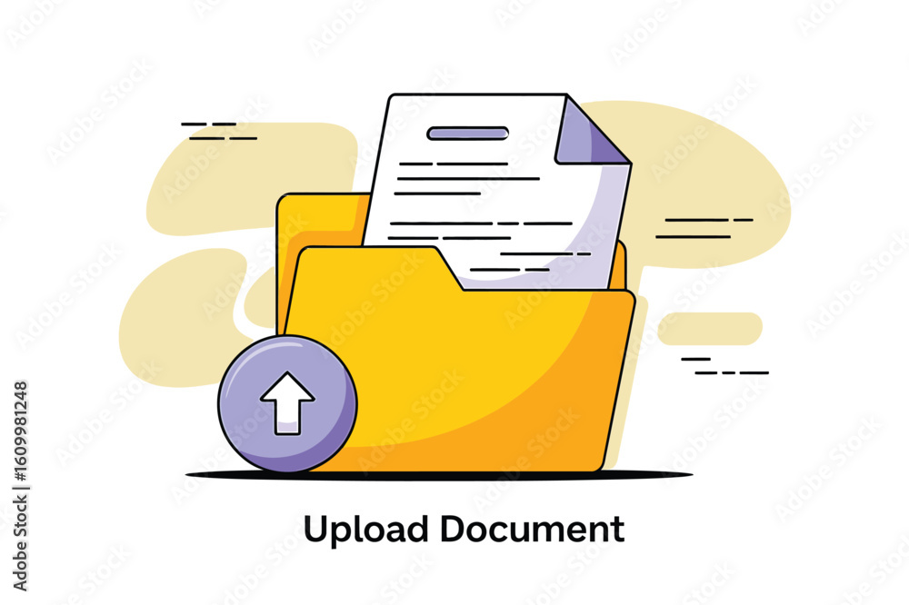 Poster effortlessly upload your important documents with this dynamic, modern icon symbolizing efficient da