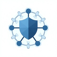 Shield icon with network connections representing security and protection