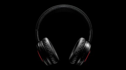 Sleek, black over-ear headphones with subtle red accents against a dark backdrop