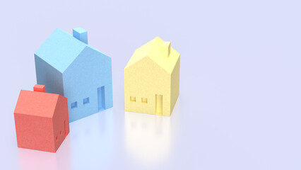 The House multi color for real estate or property concept 3d Rendering.