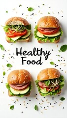 Healthy Food Focus: Wholesome Sandwiches with Fresh Ingredients on White