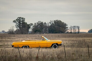 old yellow car