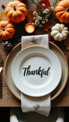 Elegant Thanksgiving Flat Lay: A Grateful Autumn Table Setting