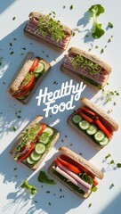 Healthy Food Focus: Wholesome Sandwiches with Fresh Ingredients on White