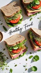Healthy Food Focus: Wholesome Sandwiches with Fresh Ingredients on White