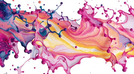 Fluid vibrant paint splash frozen in time - Powered by Adobe