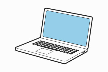 Fototapeta premium Portable silver laptop computer with a blank screen isolated on a white background