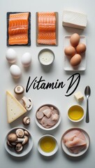 Vitamin D Essentials: Nutrient-Rich Foods in a Clean, Educational Flat Lay