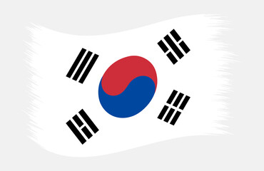 South Korea National Flag Brush Stroke Vector