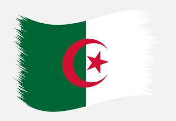 Algeria National Flag Brush Stroke Vector