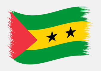 Sao Tome and Principe National Flag Brush Stroke Vector
