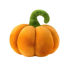 Adorable plush pumpkin with soft orange fabric and green stem ready for cozy autumn decor or cheerful seasonal displays for Halloween and Thanksgiving