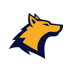 esport logo design wolf mascot from side view.