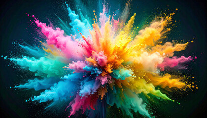 Abstract Holi Powder Splash Explosion. Indian Holi Festival Concept. Generated Image