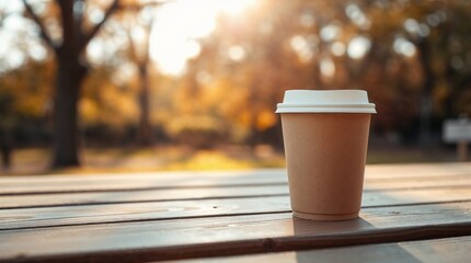 Coffee Cup Mockup on Park Table