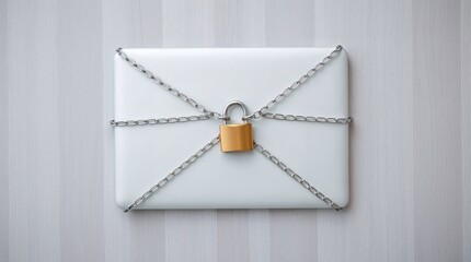 Cybersecurity Concept: Locked Laptop With Chain