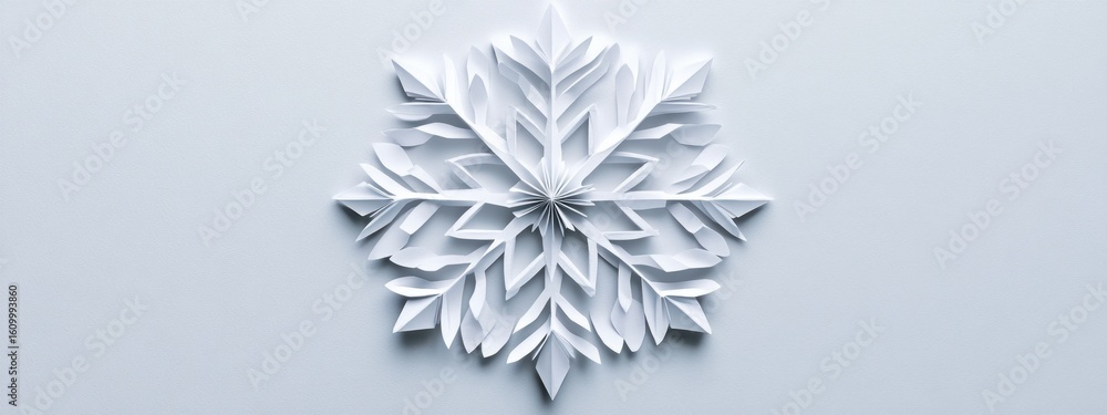 Poster Elegant White Paper Snowflake Design with Intricate Patterns