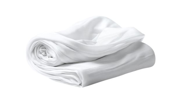 White sarong skirt folded for display, isolated on transparent background 