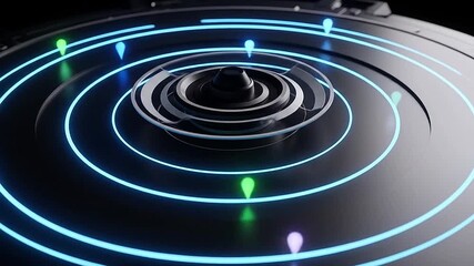 Circular radar rotating with blinking blip markers