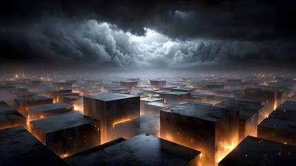 Abstract digital landscape featuring glowing