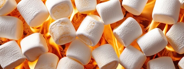 Toasting Marshmallows Over Vibrant Flames in Warm Glow