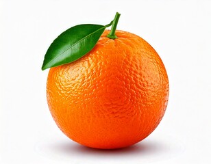 Ai generated image of a fresh orange with a leaf isolated on transparent background 
