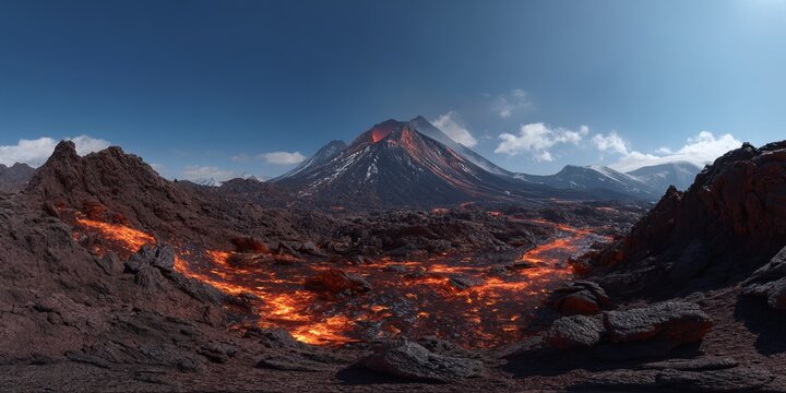 Volcanic eruption spectacle mount merapi hdr 360 degree panoramic landscape natural environment
