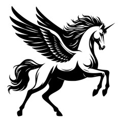 Pegasus is a white stallion with wings, born from the union of Poseidon and Medusa,symbols of strength, imagination, and inspiration. 