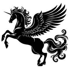 Pegasus is a white stallion with wings, born from the union of Poseidon and Medusa,symbols of strength, imagination, and inspiration. 