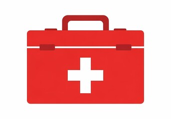 Obraz premium Red medical case for first aid and emergency healthcare