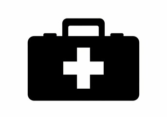 Obraz premium First aid kit icon for medical emergency and healthcare concepts.
