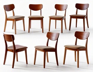 dining chair different angle isolated on white background .