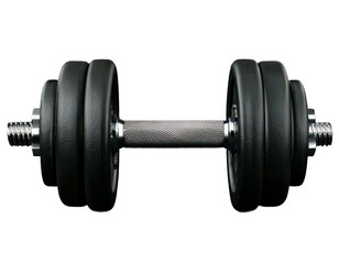 Naklejka premium Black rubber metal Dumbbell orthogonal front view png