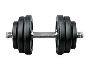Fototapeta premium Black rubber metal Dumbbell orthogonal front view png