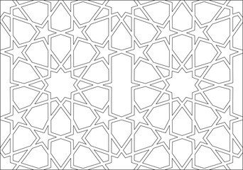 Continuous Repeating Islamic Star and Polygon Pattern