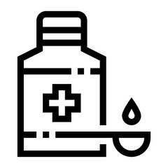 Icono de jarabe. Frasco con preparación farmacéutica líquida, medicamento. Formulación medicinal. Ilustración vectorial 
