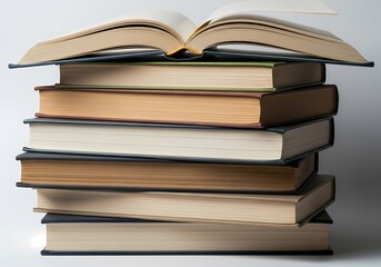 Stack of hardcover books representing knowledge and education