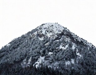 Mountain, island or hill in winter with snow isolated on white with clipping path. 