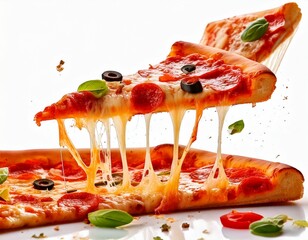 Pizza slices flying, isolated on white background. Delicious peperoni pizza slices pepperoni.jpg