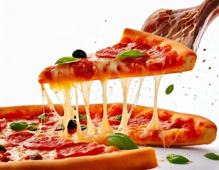 Pizza slices flying, isolated on white background. Delicious peperoni pizza slices pepperoni.jpg