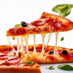 Pizza slices flying, isolated on white background. Delicious peperoni pizza slices pepperoni.jpg