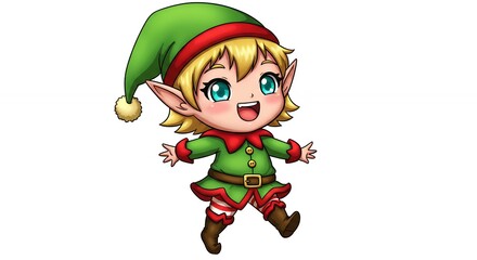 Cute cartoon elf illustration cheerful fantasy character