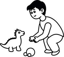 Boy with Toy Dinosaurs Clipart