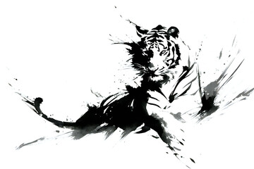 墨絵の虎 &ndash; 静かなる威厳