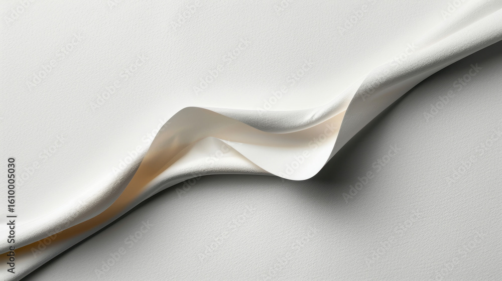 Aufkleber minimal paper texture in clean white with grain, showcasing smooth folds and subtle shadows, evokes 