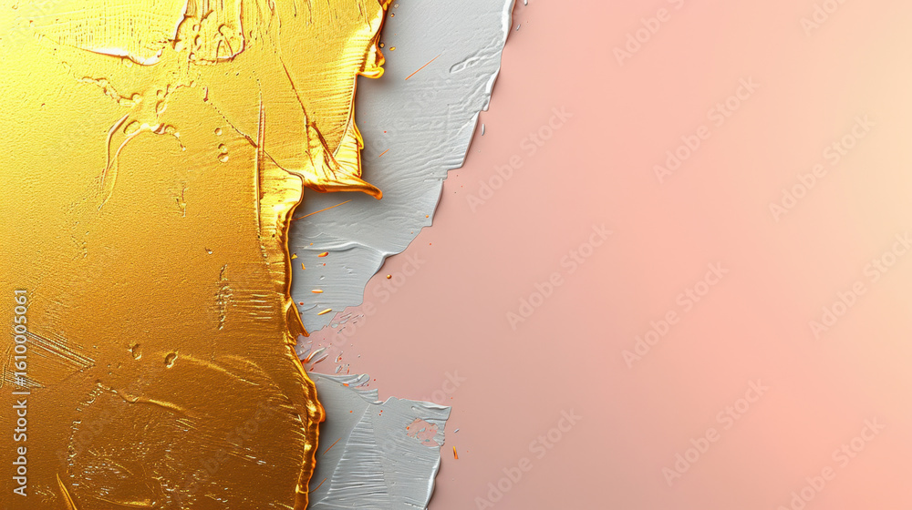 Poster minimal shimmer gradient texture in light pink and gold, showcasing blend of colors with smooth fini